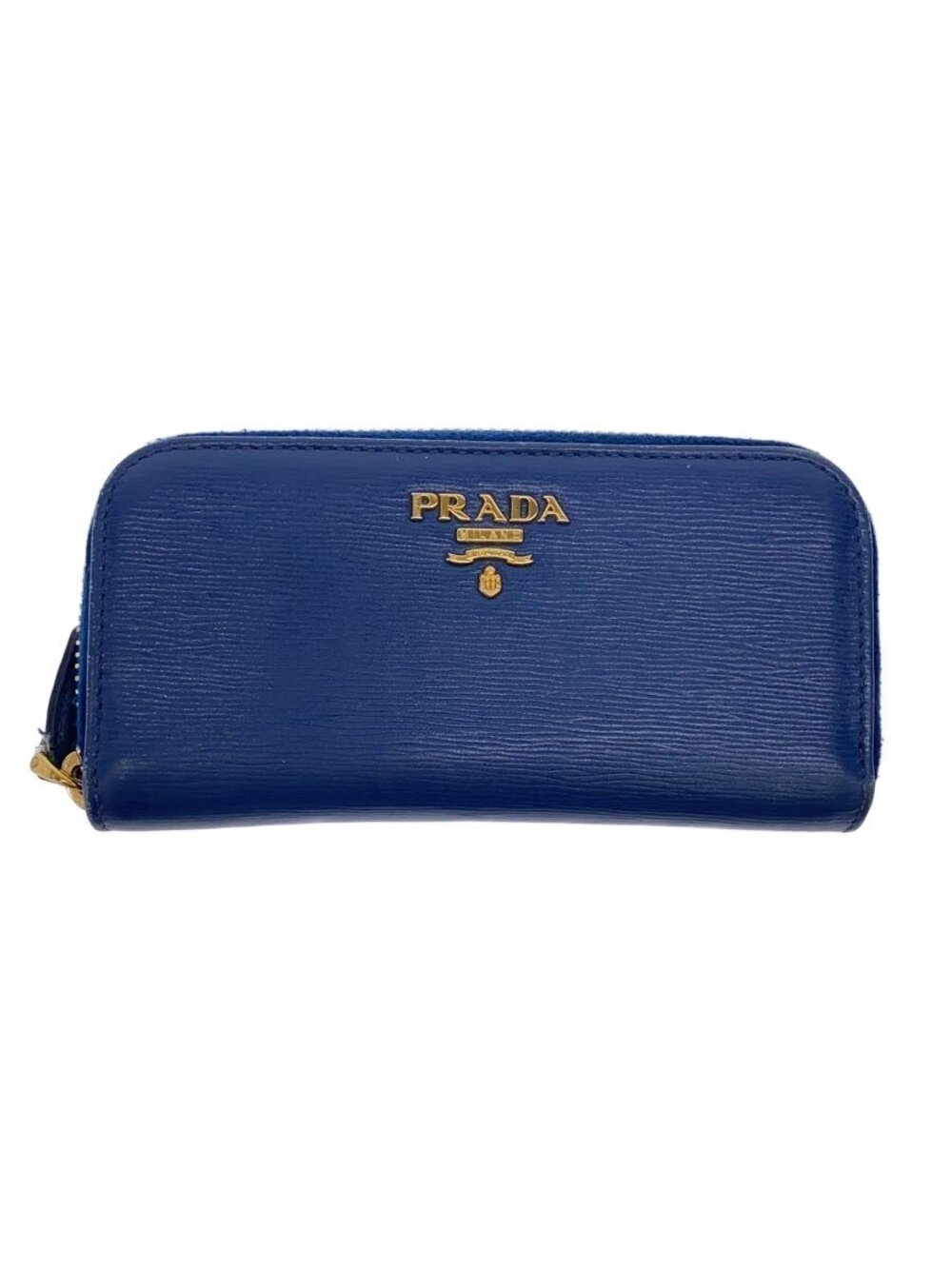 Prada Key Case Wallet Leather Navy Blue